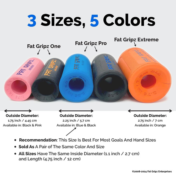 Fat Gripz all sizes and colors explained