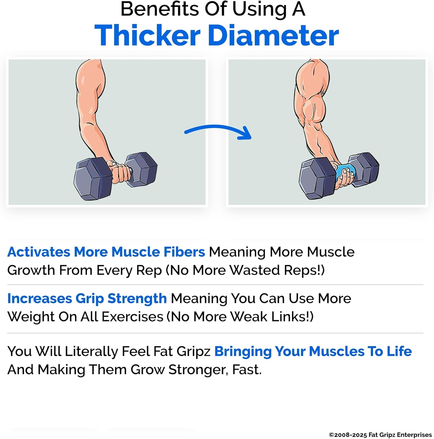 Fat Gripz fat grips bigger biceps grip strength dumbbell grips barbell grips strength training equipment 
